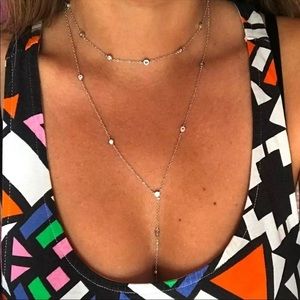 Nwot CZ Y Necklace In 925 Silver